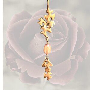 Michael Michaud Botanical Necklace - 16"-17" - Brass / Pink Pearl Pendant - EUC